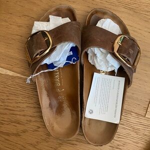 BIRKENSTOCK MADRID BIG BUCKLE SANDAL COGNAC GOLD SIZE 36 / 5